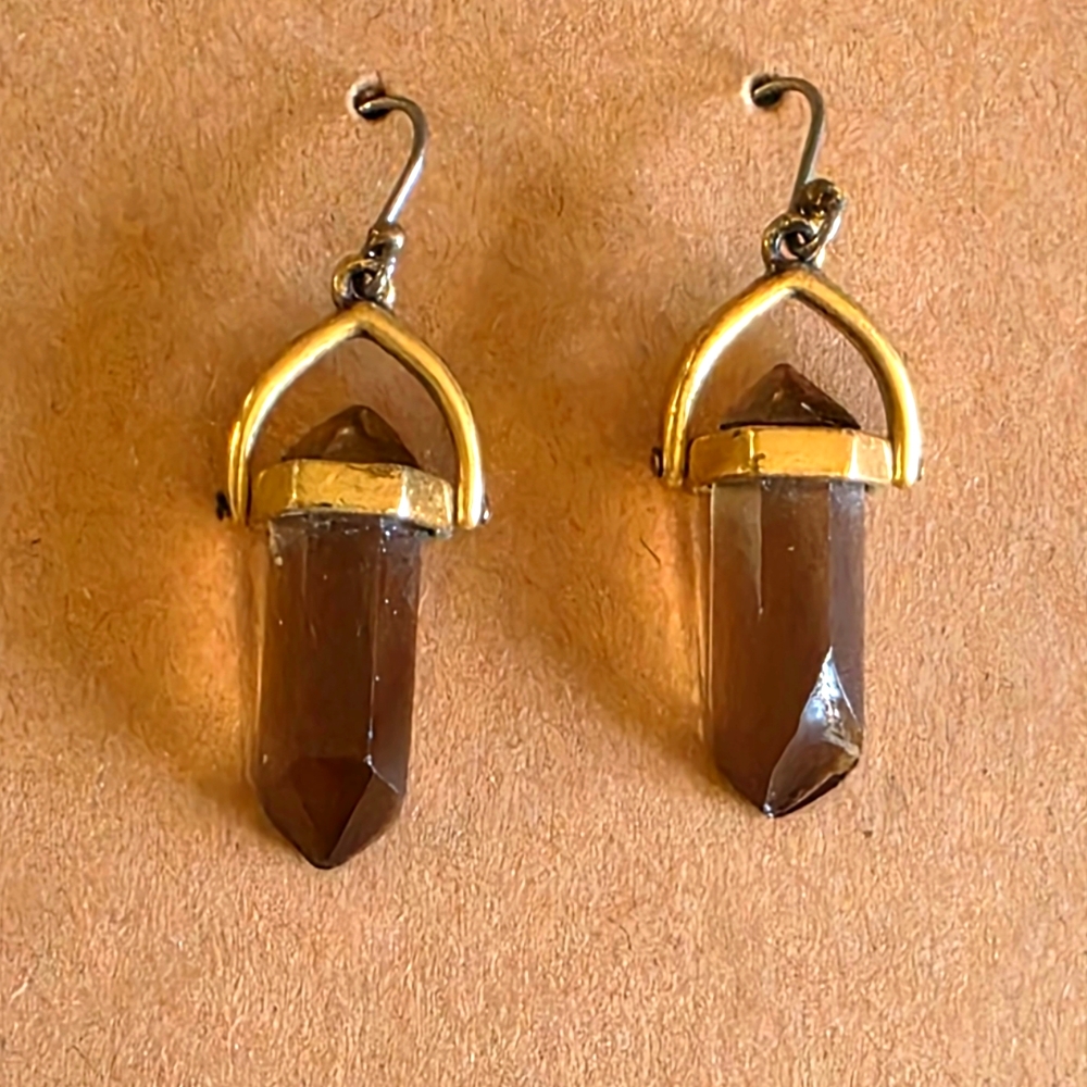 Cute Mini Gold and Amber Color Crystal Earrings